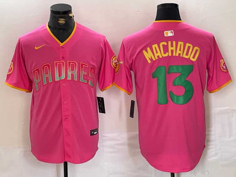 Mens San Diego Padres #13 Manny Machado Pink Cool Base Stitched Baseball Jersey->san diego padres->MLB Jersey